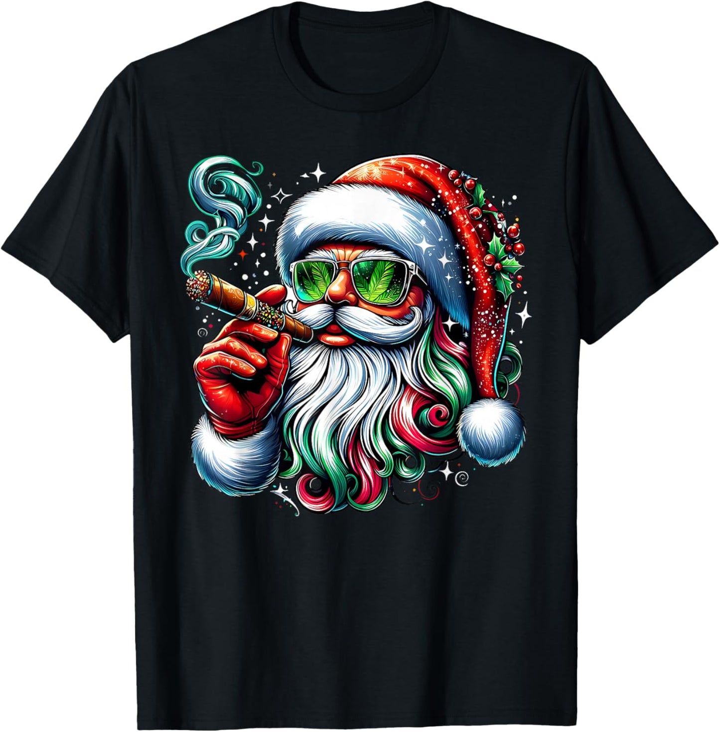 Cool Santa Claus Smoking Weed Marijuana 420 Day Christmas T-Shirt - T-Shirt | Black