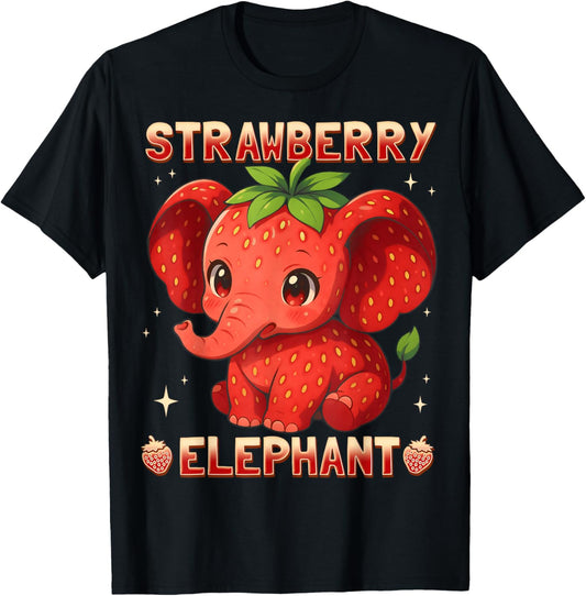 Strawberry Elephant Italian Brainrot T-Shirt - T-Shirt | Black