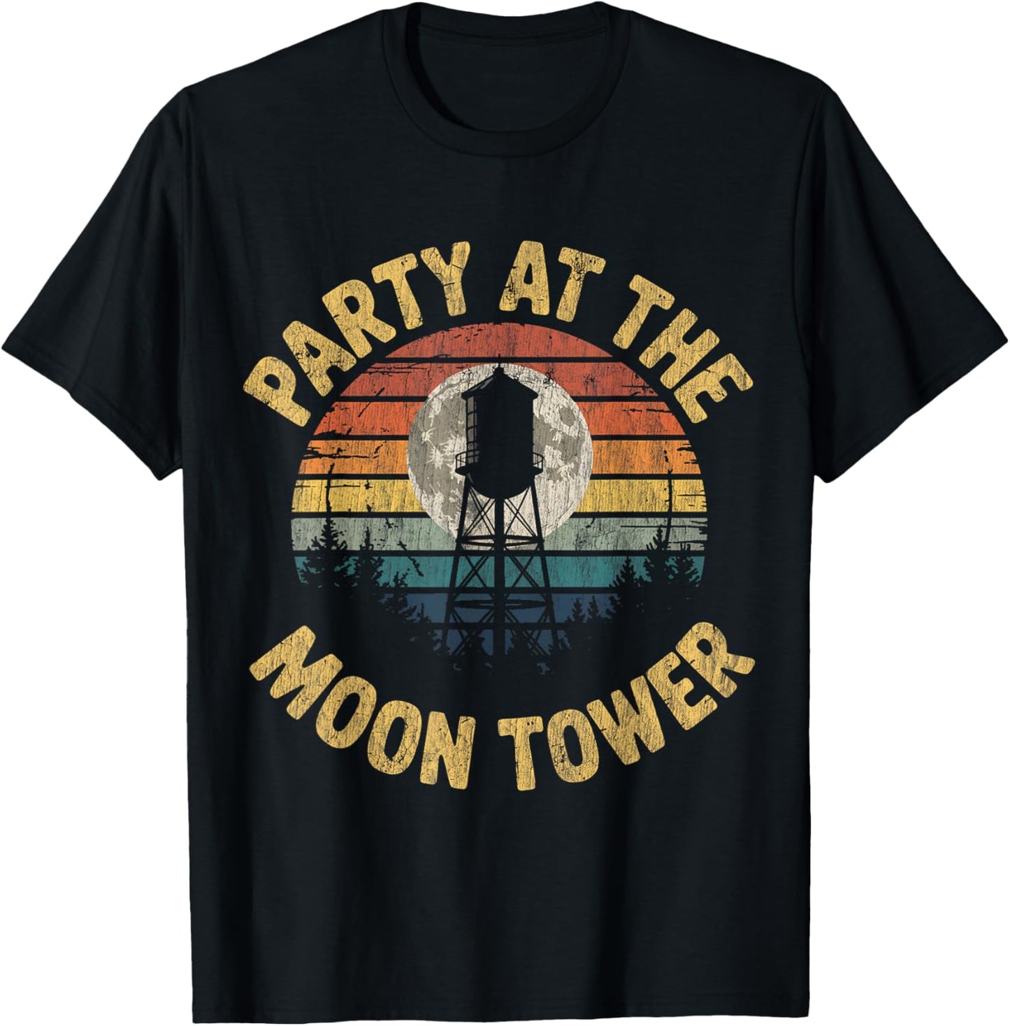 Party at The Moontower Retro Vintage Vibes T-Shirt - T-Shirt | Black