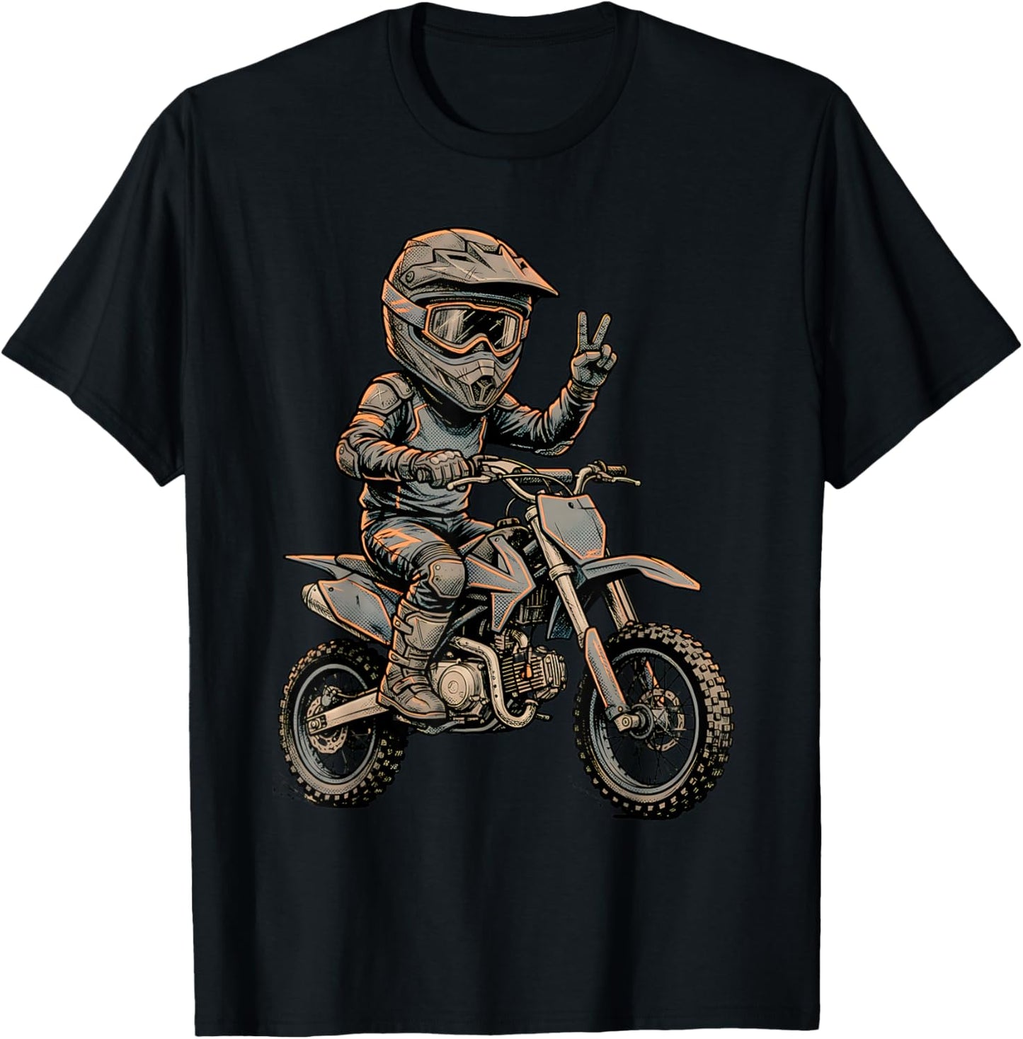 Dirt Bike Art Rider Motocross Motorcycle Dirtbike Boys Kids T-Shirt - T-Shirt | Black