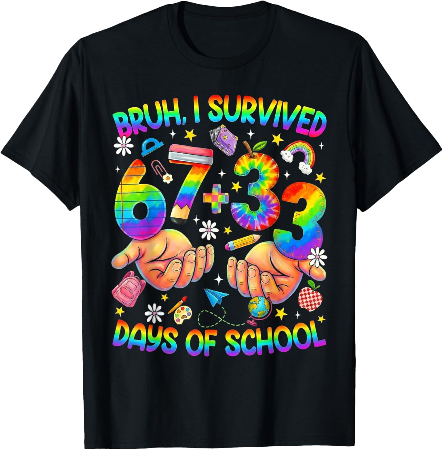 Bruh Its My 67 33 Days of School Funny Boys Kids 100th Day T-Shirt - T-Shirt | Black
