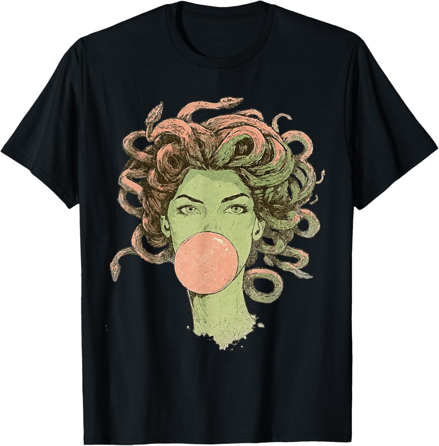 Medusa Bubblegum Mythological Snake Hair Goddess Feminist T-Shirt - T-Shirt | Black