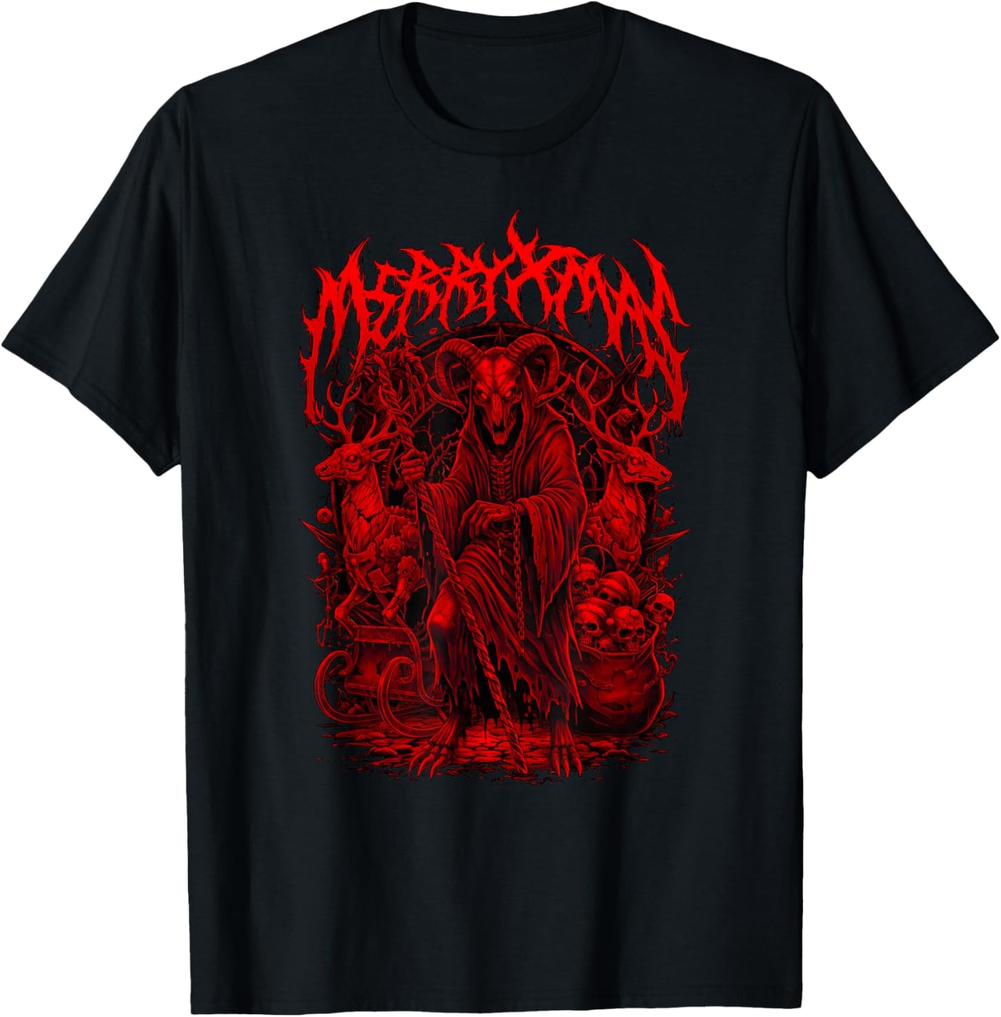 Merry Xmas Heavy Metal Band Parody Death Metal Vintage Santa T-Shirt - T-Shirt | Black