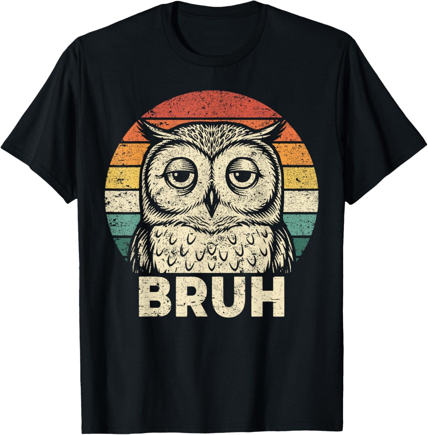 Funny Graphic Owl Bruh for Boys Girls Men Women T-Shirt - T-Shirt | Black