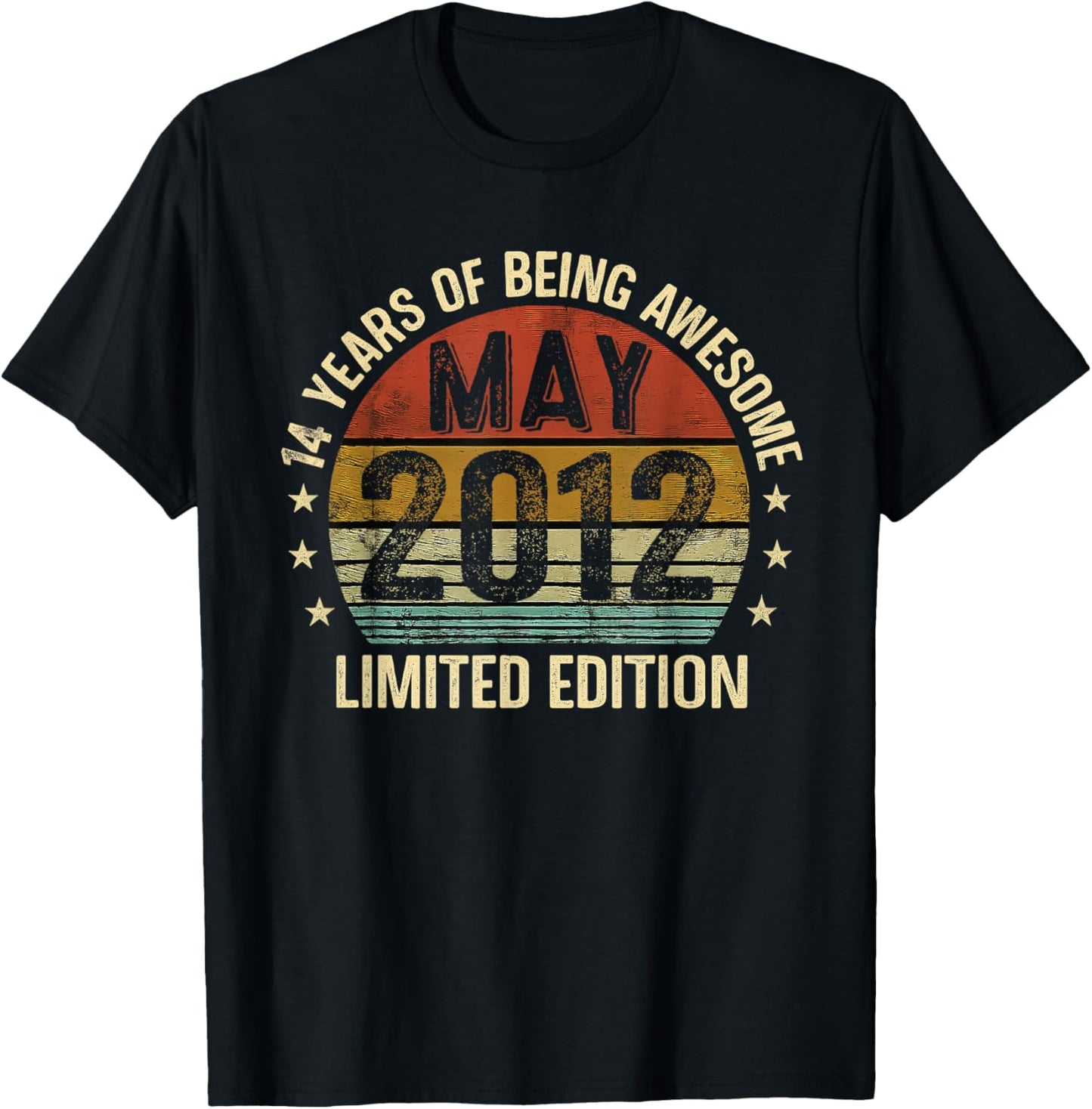 May Birthday Est 2012 Limited Edition Vintage 14th T-Shirt - T-Shirt | Black