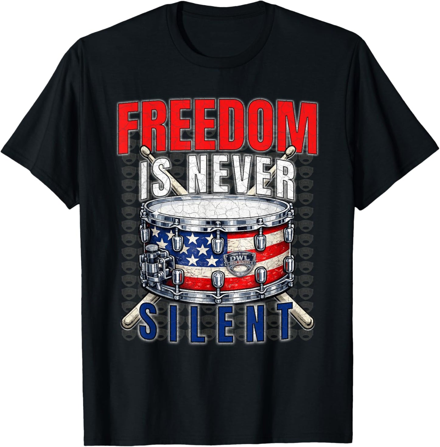 Patriotic Drummer USA Snare Drum American Flag Gift Design T-Shirt - T-Shirt | Black