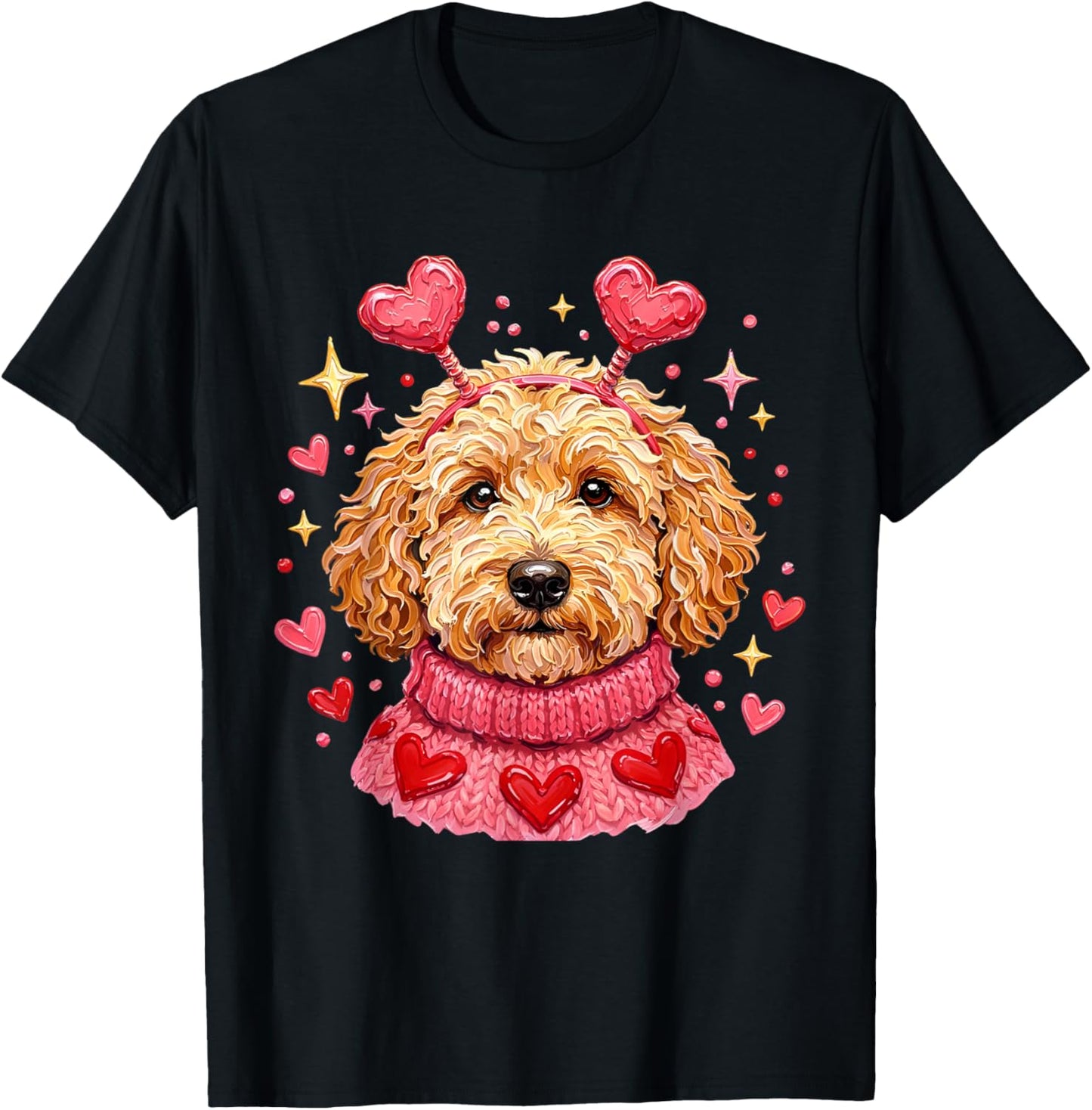 Goldendoodle Valentine Doodle Mom Coquette T-Shirt - T-Shirt | Black