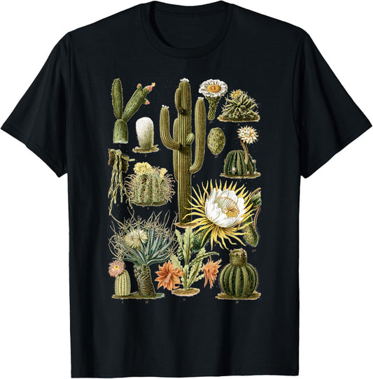 Cactus Succulent Plant Vintage Cacti Botanical Botanical T-Shirt - T-Shirt | Black