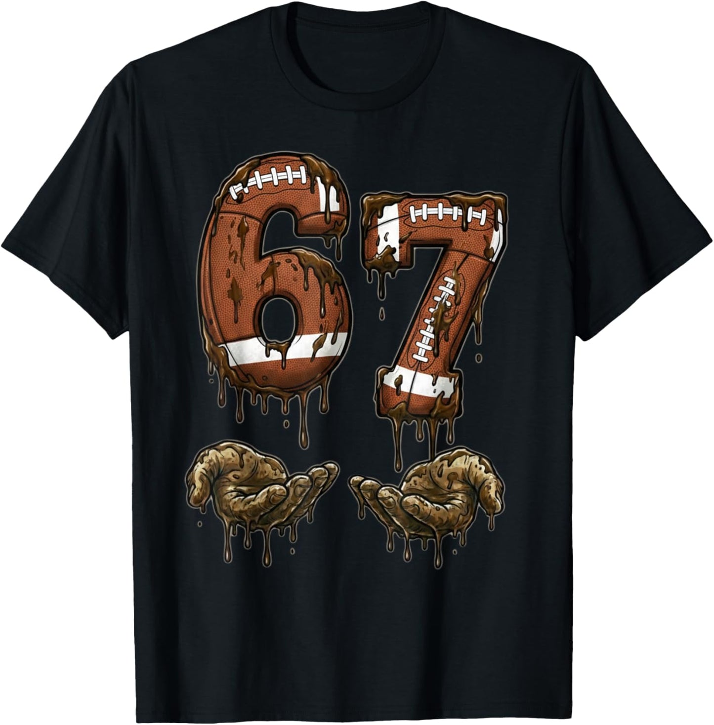Funny 6 7 Football Six Seven Football 67 Kids Men Women T-Shirt - T-Shirt | Black