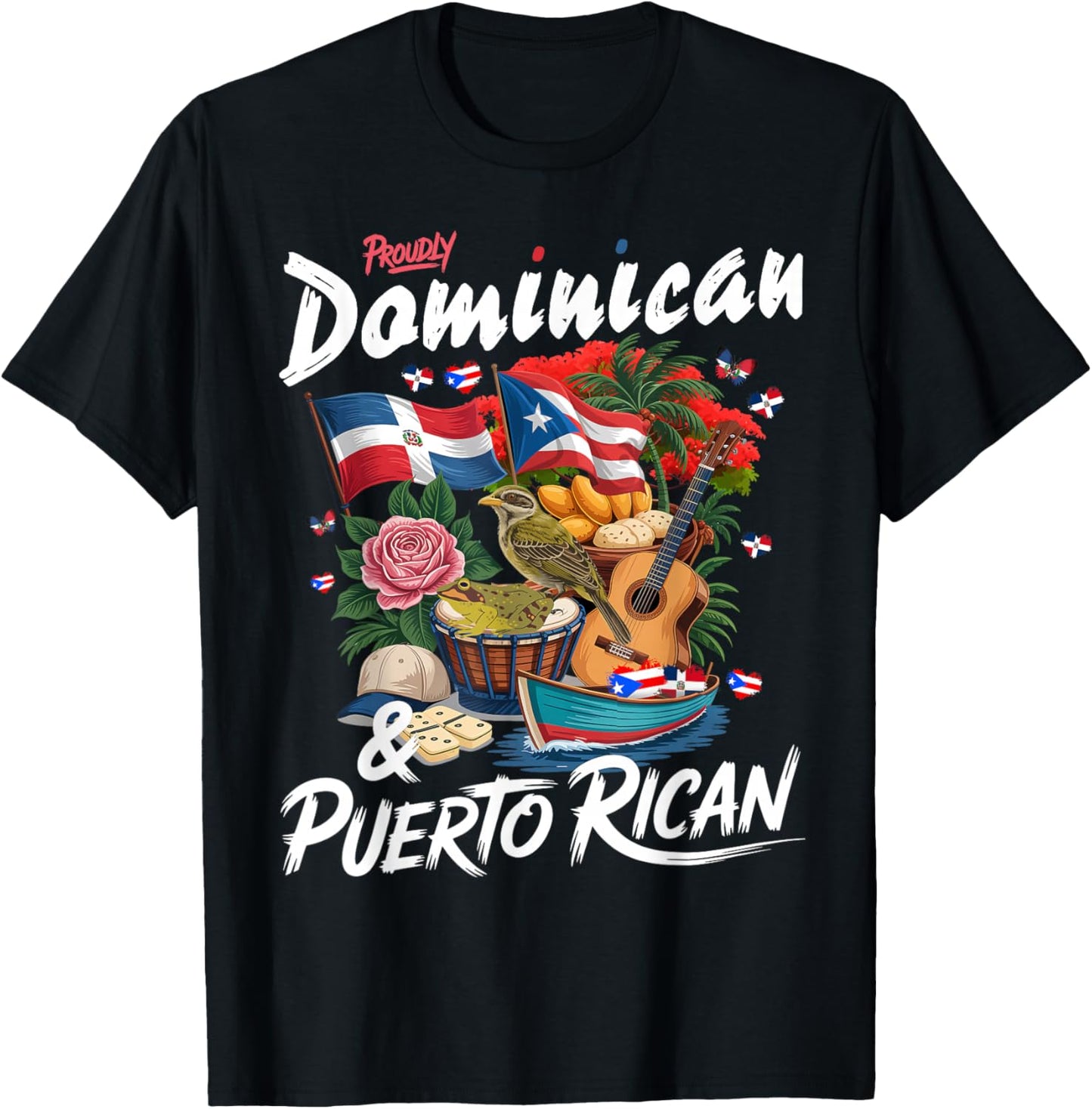 Puerto Rican & Dominican Flag Idea for Kids Dominican Roots T-Shirt - T-Shirt | Black