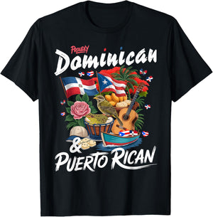 Puerto Rican & Dominican Flag Idea for Kids Dominican Roots T-Shirt - T-Shirt | Black