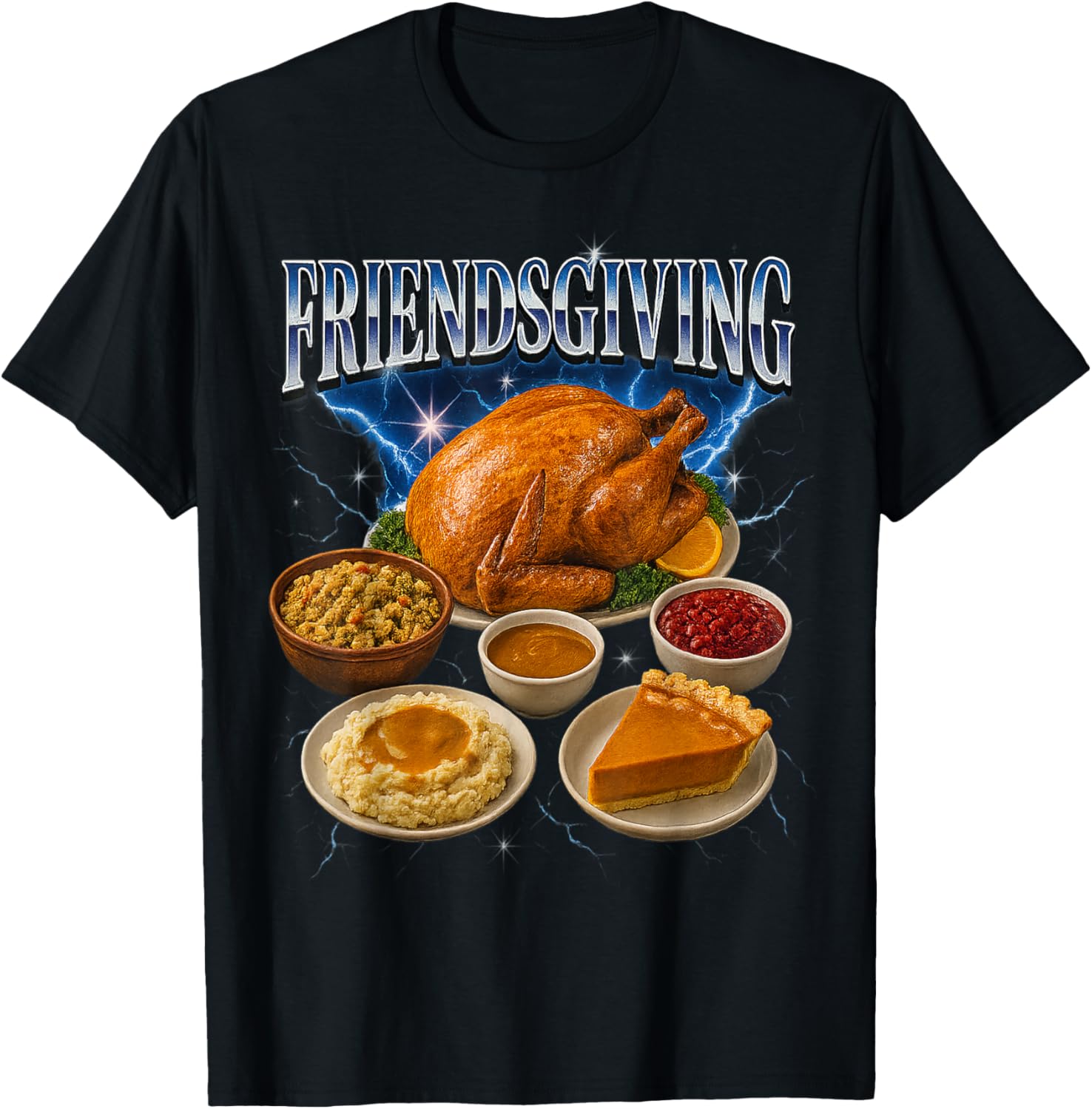 Vintage Friendsgiving 90s/2000s Hip Hop Tribute Style Retro T-Shirt - T-Shirt | Black