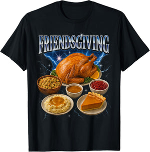 Vintage Friendsgiving 90s/2000s Hip Hop Tribute Style Retro T-Shirt - T-Shirt | Black