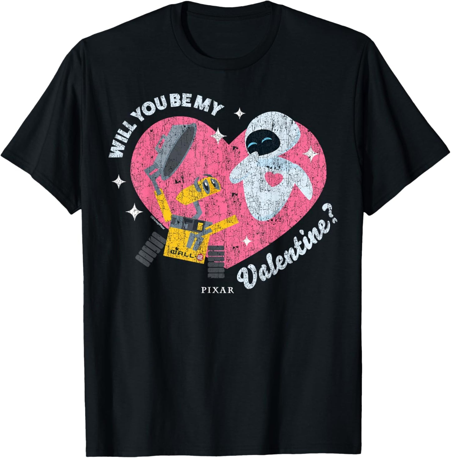 Disney Pixar Wall-E Eve Valentine Heart T-Shirt - T-Shirt | Black