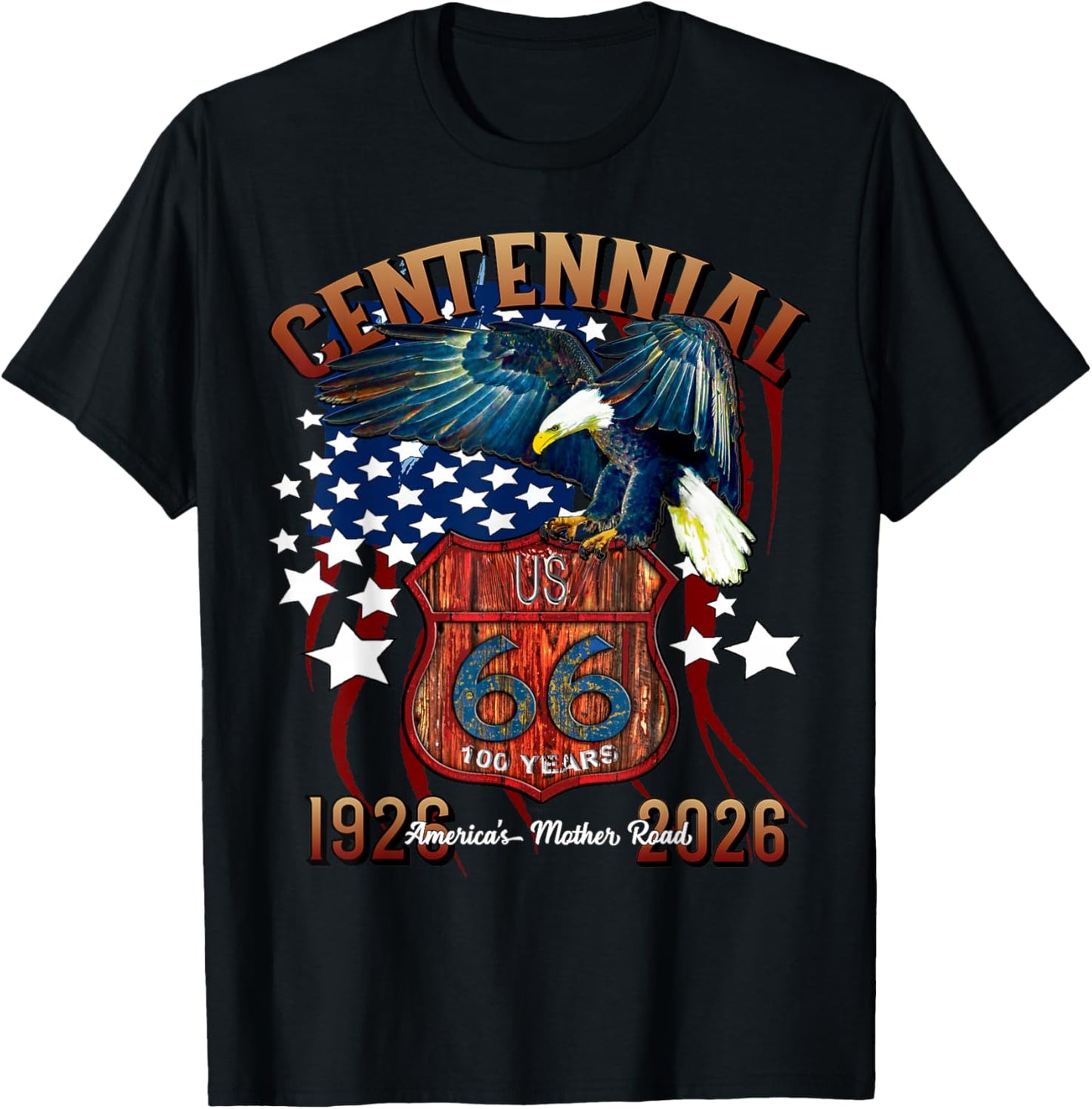 US HWY 66 Centennial America's Main Street 1926-2026 T-Shirt - T-Shirt | Black