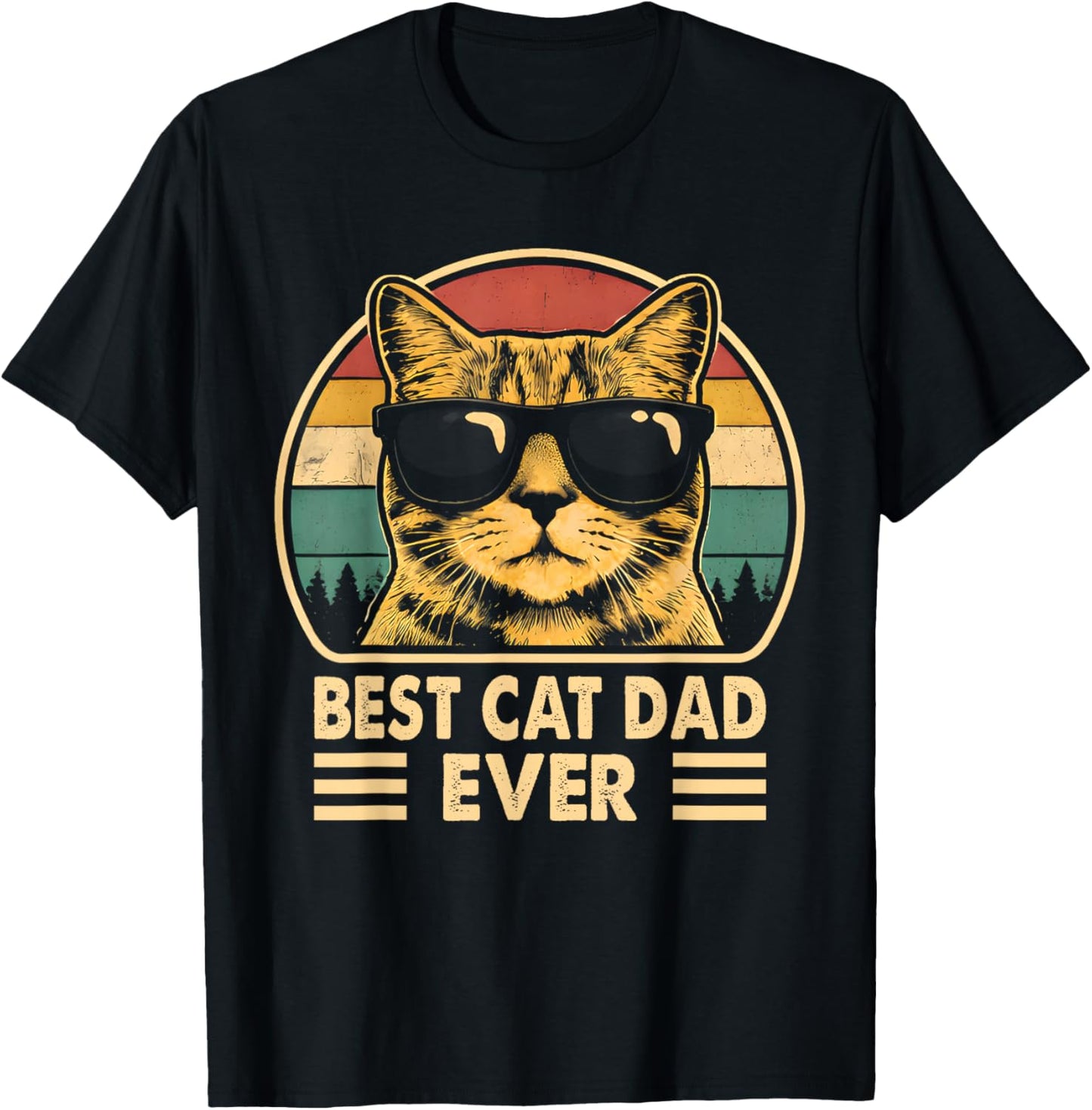 Vintage Best Cat Dad Ever Funny Cat Lover Daddy Father's Day T-Shirt - T-Shirt | Black