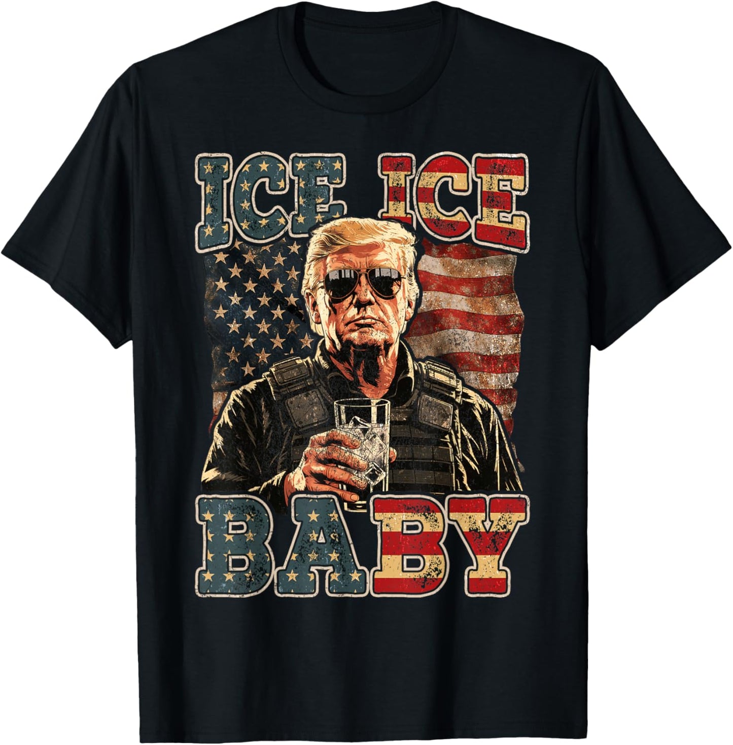 Vintage Ice Baby Funny Trump T-Shirt - T-Shirt | Black