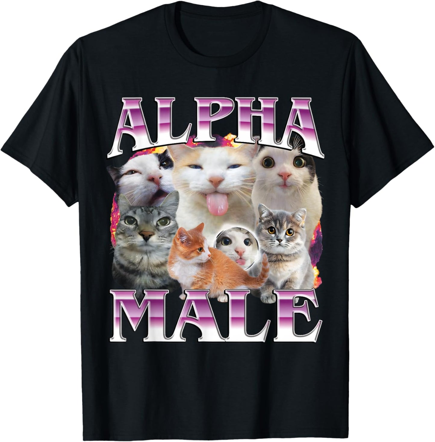 Funny Alpha Male Cat Shirt, Hilarious Cat Meme Cat Lovers T-Shirt - T-Shirt | Black