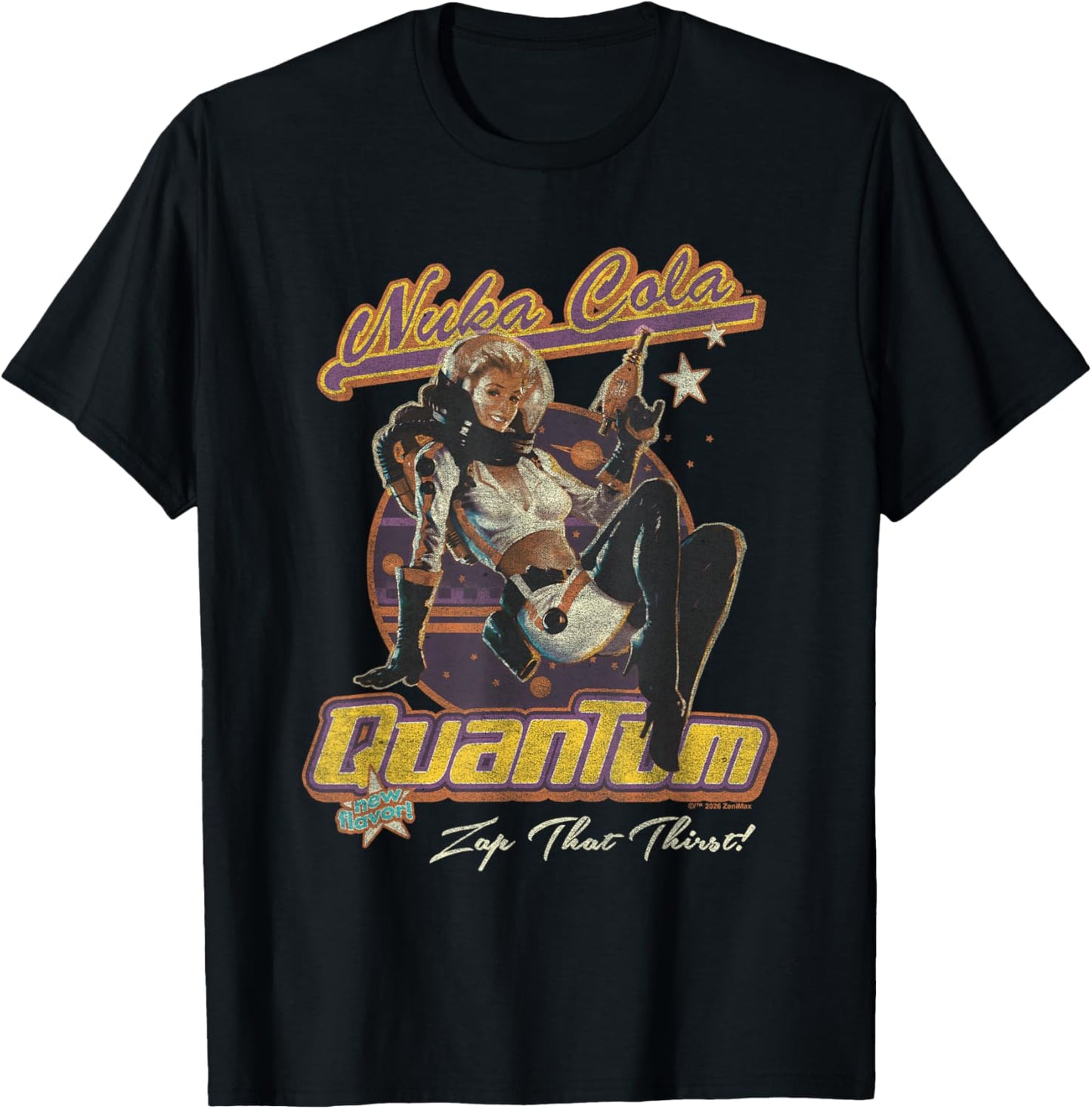 Fallout Video Game Nuka Cola Quantum Vintage Pin-Up Logo T-Shirt - T-Shirt | Black