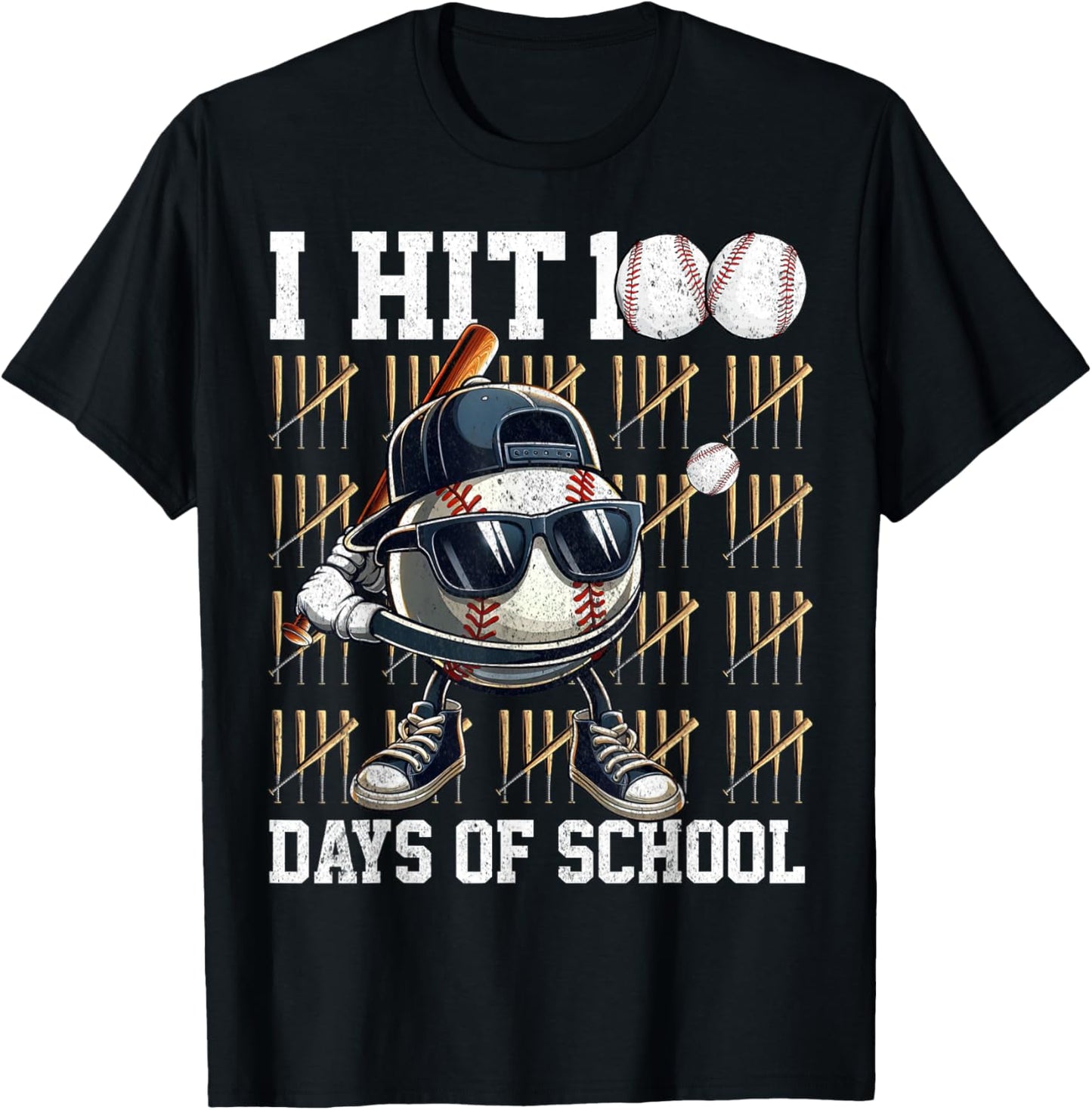 100 Days of School Boys Kids 100th Day Balls Baseball Kids T-Shirt - T-Shirt | Black