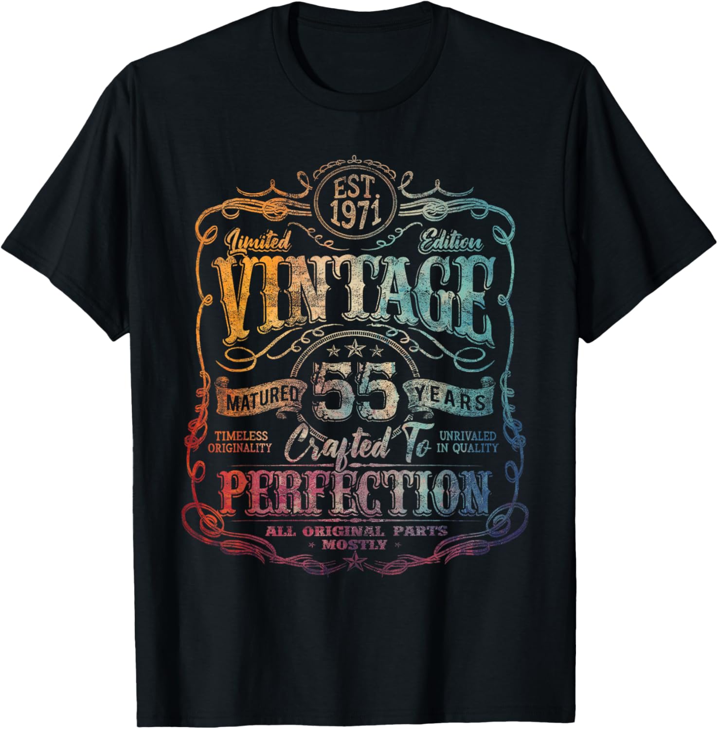 Vintage 1971 Limited Edition Shirt 55 Year Old 55th Birthday T-Shirt - T-Shirt | Black