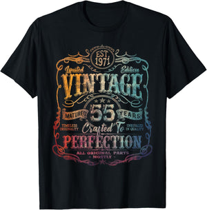 Vintage 1971 Limited Edition Shirt 55 Year Old 55th Birthday T-Shirt - T-Shirt | Black
