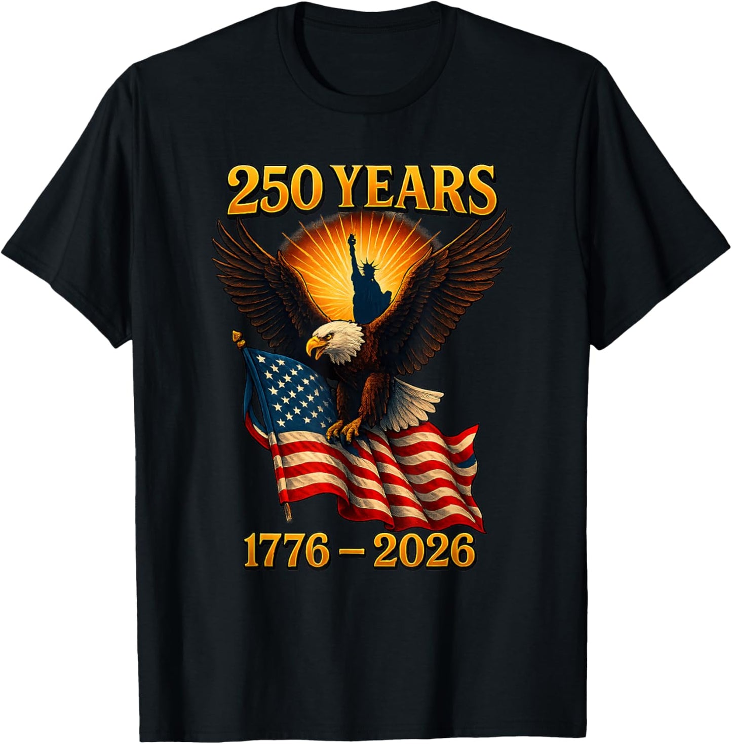 American 250 Years Retro Eagle USA Patriotic 1776 to 2026 T-Shirt - T-Shirt | Black