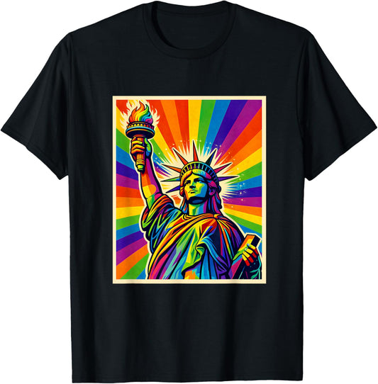 Rainbow Statue of Liberty LGBTQ Pride T-Shirt - T-Shirt | Black
