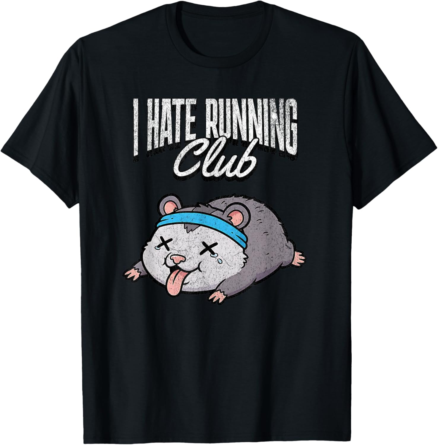 I Hate Running Club Possum Funny Cardio Hater Mascot T-Shirt - T-Shirt | Black