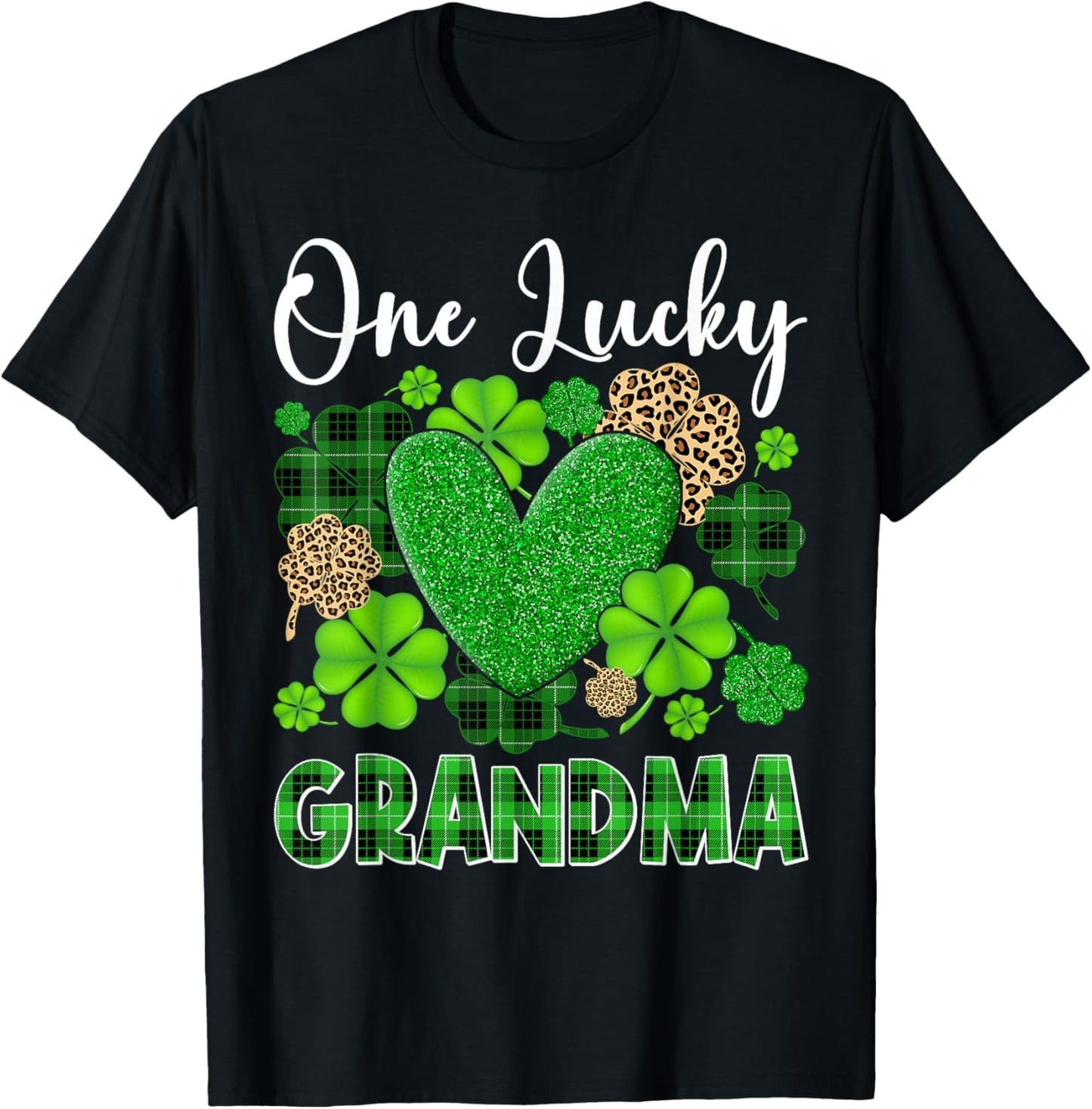 Happy St Patricks Day One Lucky Grandma T-Shirt - T-Shirt | Black