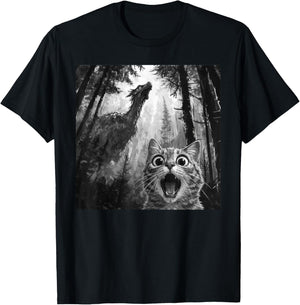 Black Cat Selfie with Dragon Funny T-Shirt - T-Shirt | Black