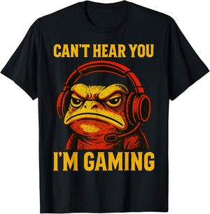 Funny Gamer Frog Men Women Boys Can't Hear You Video Gaming T-Shirt - T-Shirt | Black