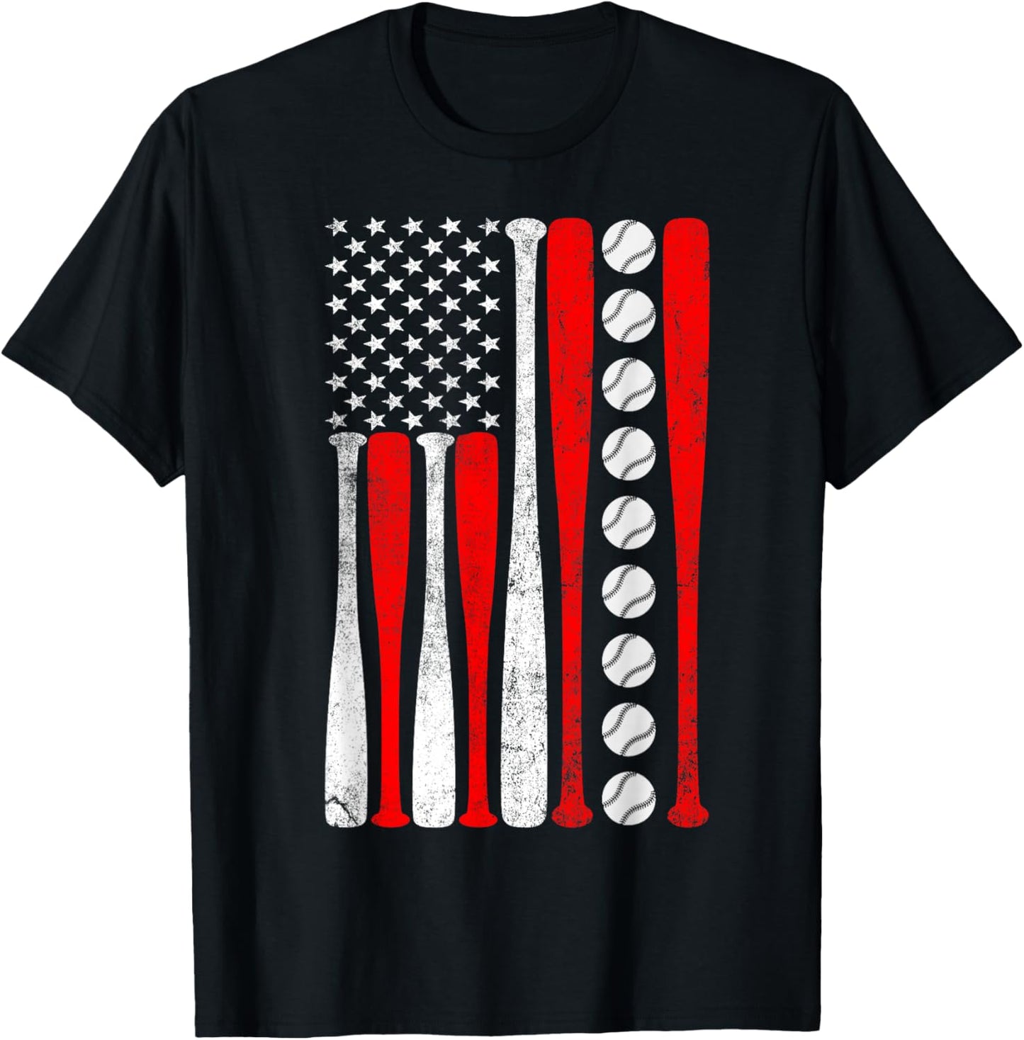 Baseball USA Flag Baseball Lover Baseball dad T-Shirt - T-Shirt | Black
