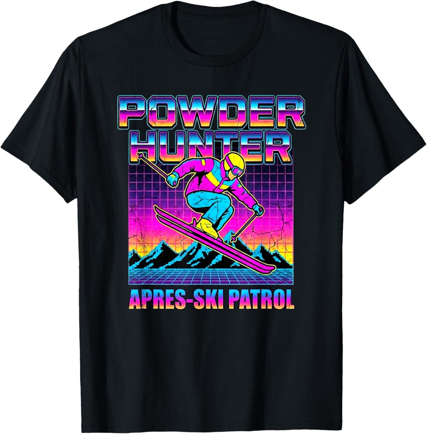 Powder Hunter Apres-Ski Patrol Retro 80s Ski T-Shirt - T-Shirt | Black