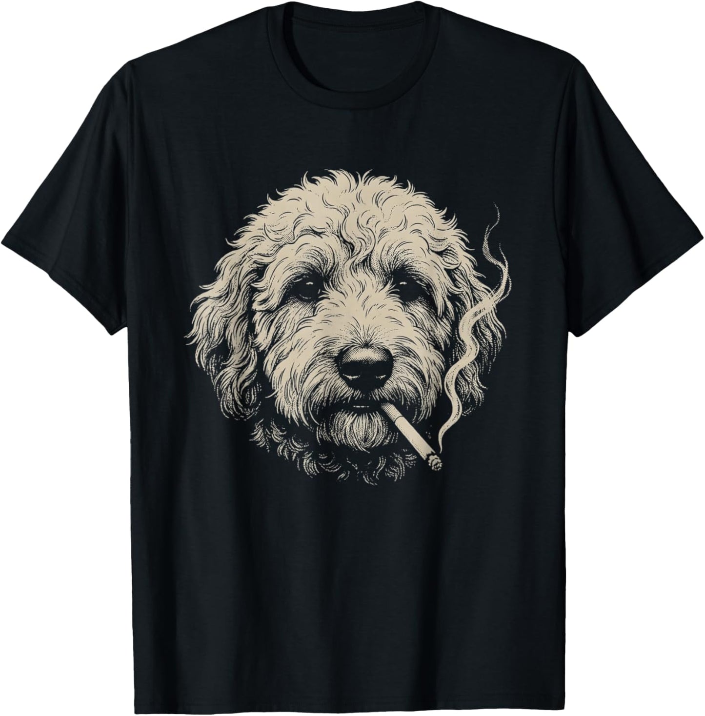 Dog Smoking Cigarette Funny Goldendoodle Meme T-Shirt - T-Shirt | Black