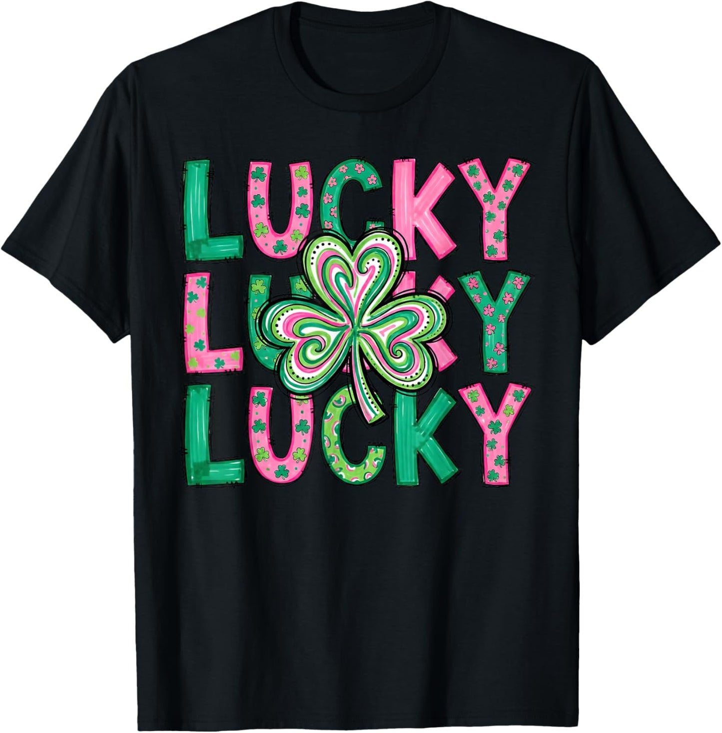 St Patricks Day Irish Pride Colorful Shamrock Lucky T-Shirt - T-Shirt | Black
