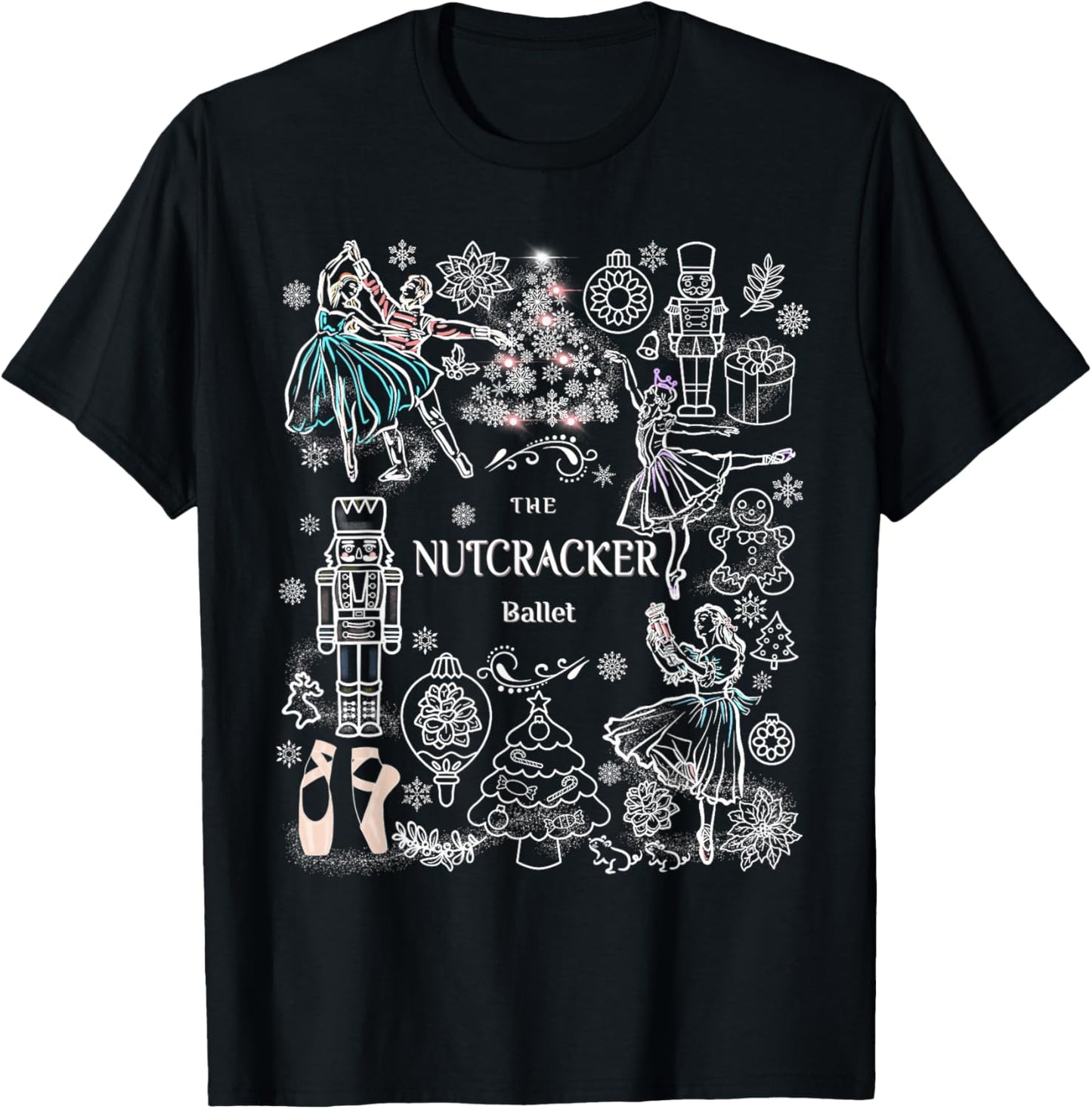 The Nutcracker Ballet Clara Christmas Tree Holiday Dance T-Shirt - T-Shirt | Black