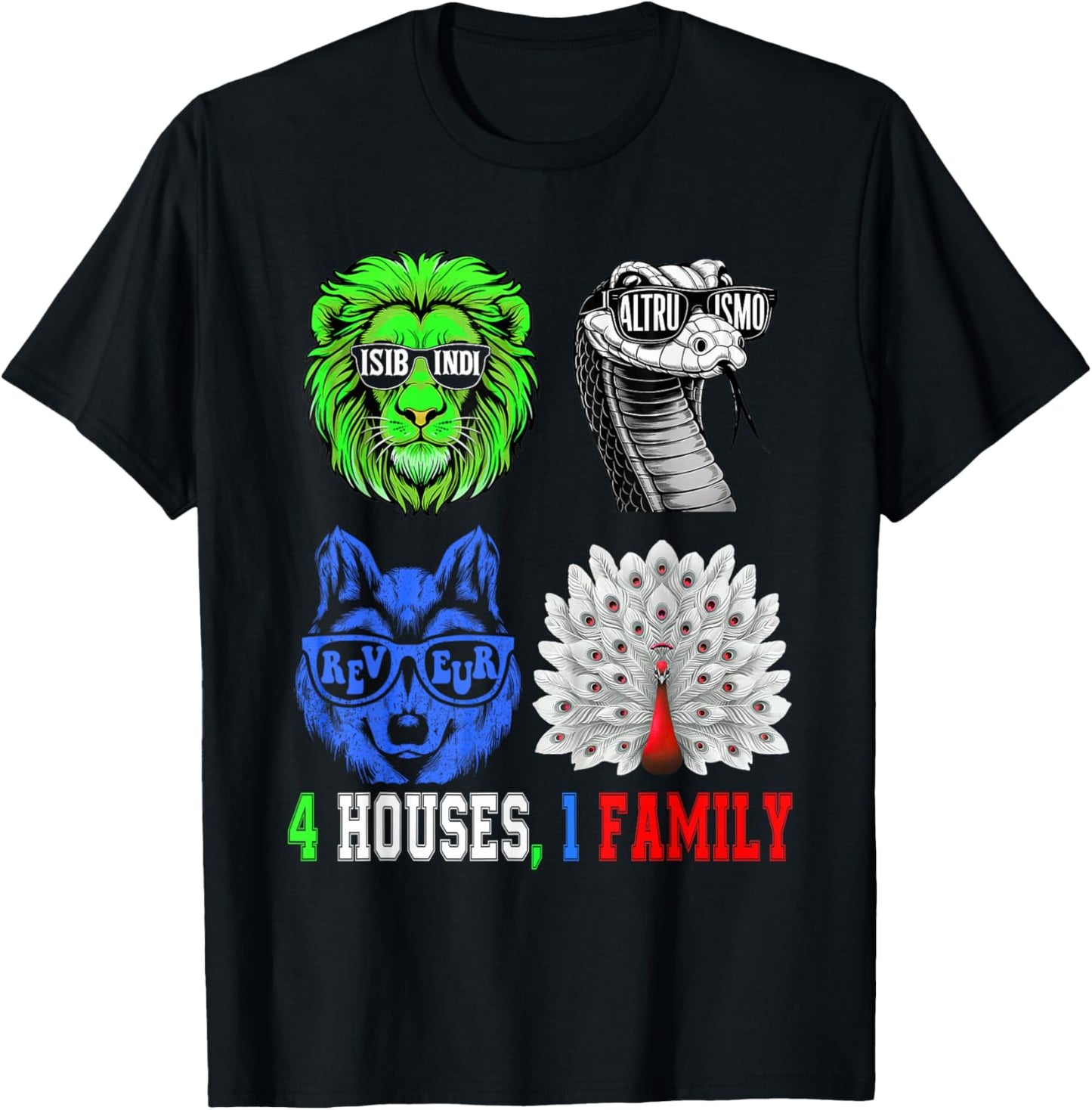 AMISTAD, ISIBINDI, ALTRUISMO, REVEUR 4 Houses 1 Family T-Shirt - T-Shirt | Black
