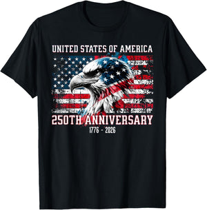 United States of America 1776 250th Anniversary 4th of July T-Shirt - T-Shirt | Black