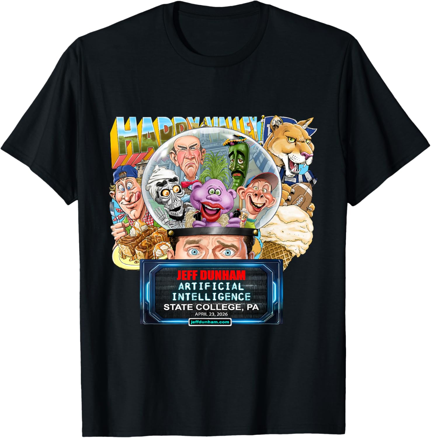 Jeff Dunham State College, PA (2026) T-Shirt - T-Shirt | Black