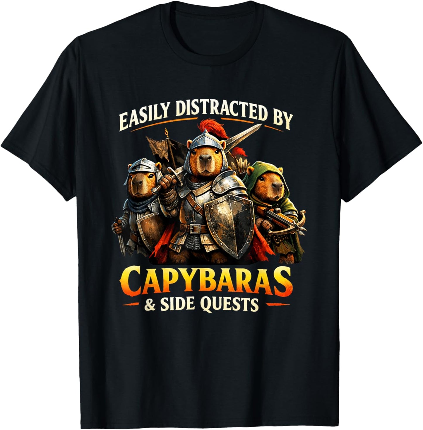 Capybaras and Side Quests Shirt Capybara Lover Men Women Kid T-Shirt - T-Shirt | Black