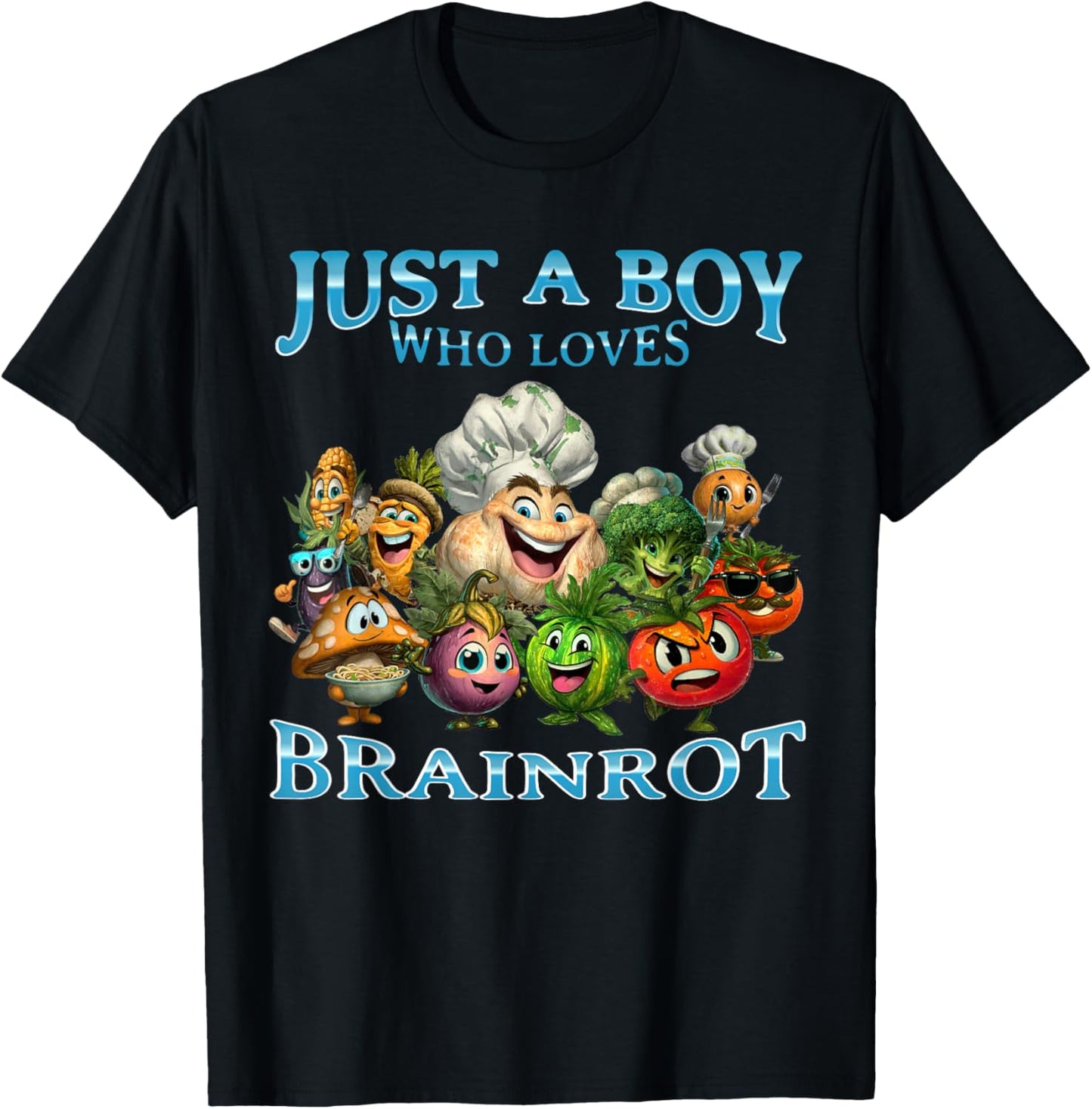 Boy Loves Italian Brainrot Funny Vegetable Weird Veggies T-Shirt - T-Shirt | Black