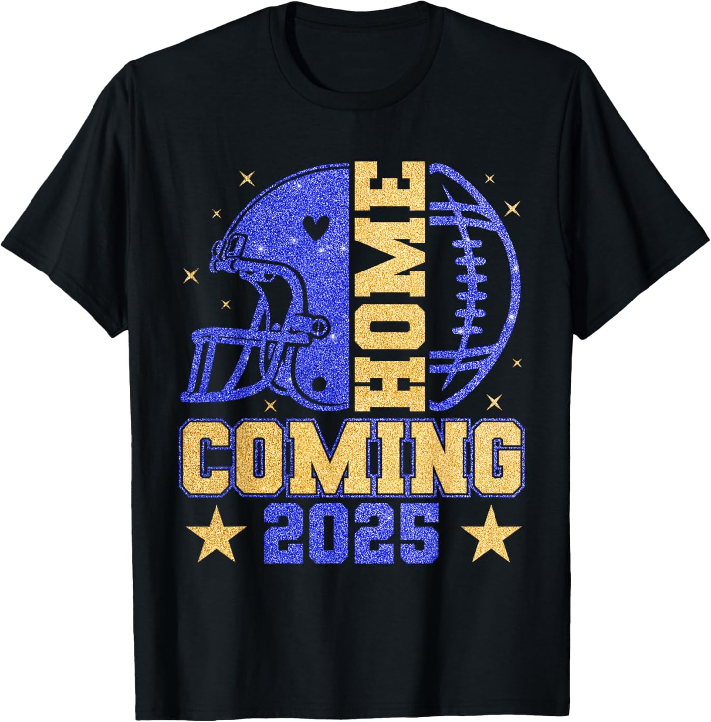Homecoming 2025 HOCO Football Mama Girl Blue Gold Vibes T-Shirt - T-Shirt | Black