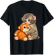 Viral Internet Meme Punch Monkey with Teddy Bear Cuddling T-Shirt - T-Shirt | Black