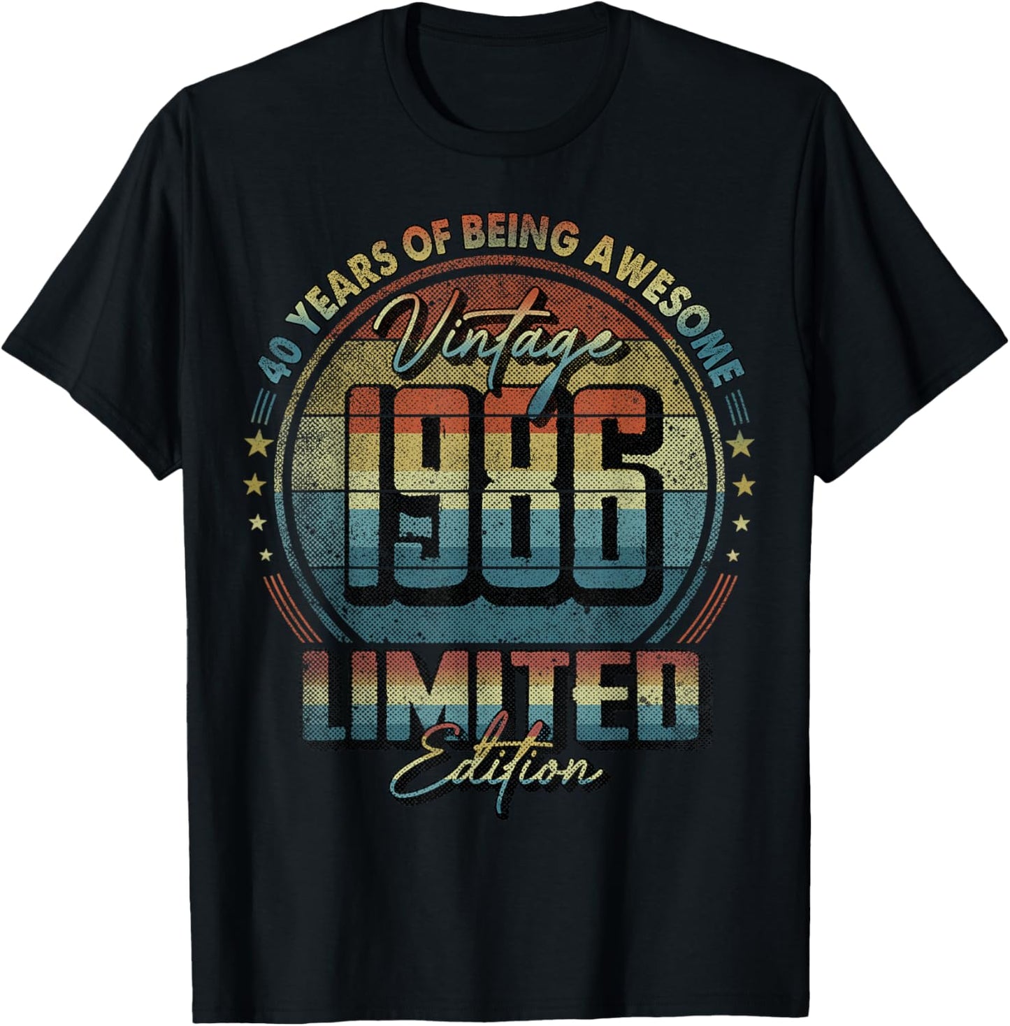 Vintage 1986 Limited Edition Shirt 40 Year Old 40th Birthday T-Shirt - T-Shirt | Black