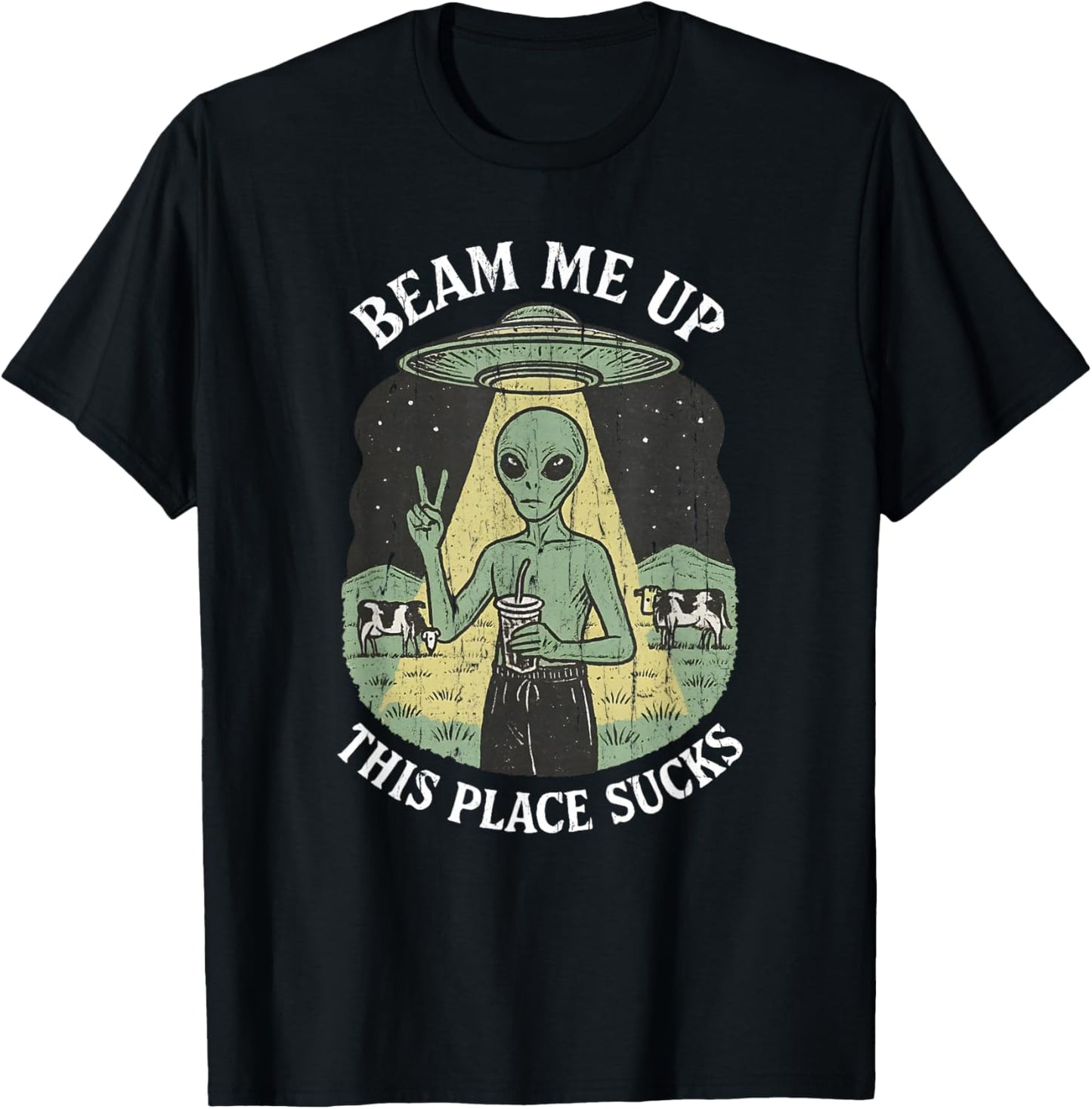 Beam Me Up This Place Sucks T-Shirt - T-Shirt | Black