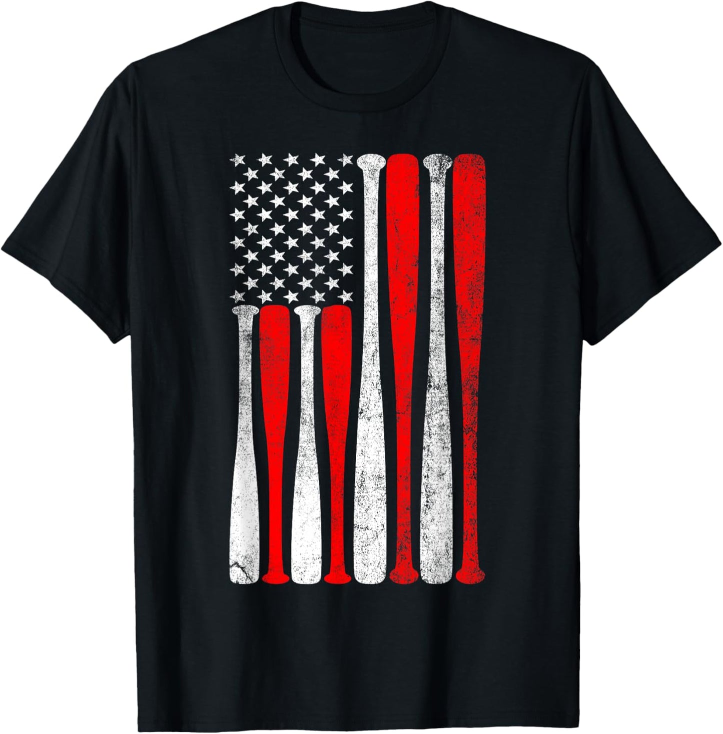 Baseball USA Flag Baseball Lover Baseball dad T-Shirt - T-Shirt | Black