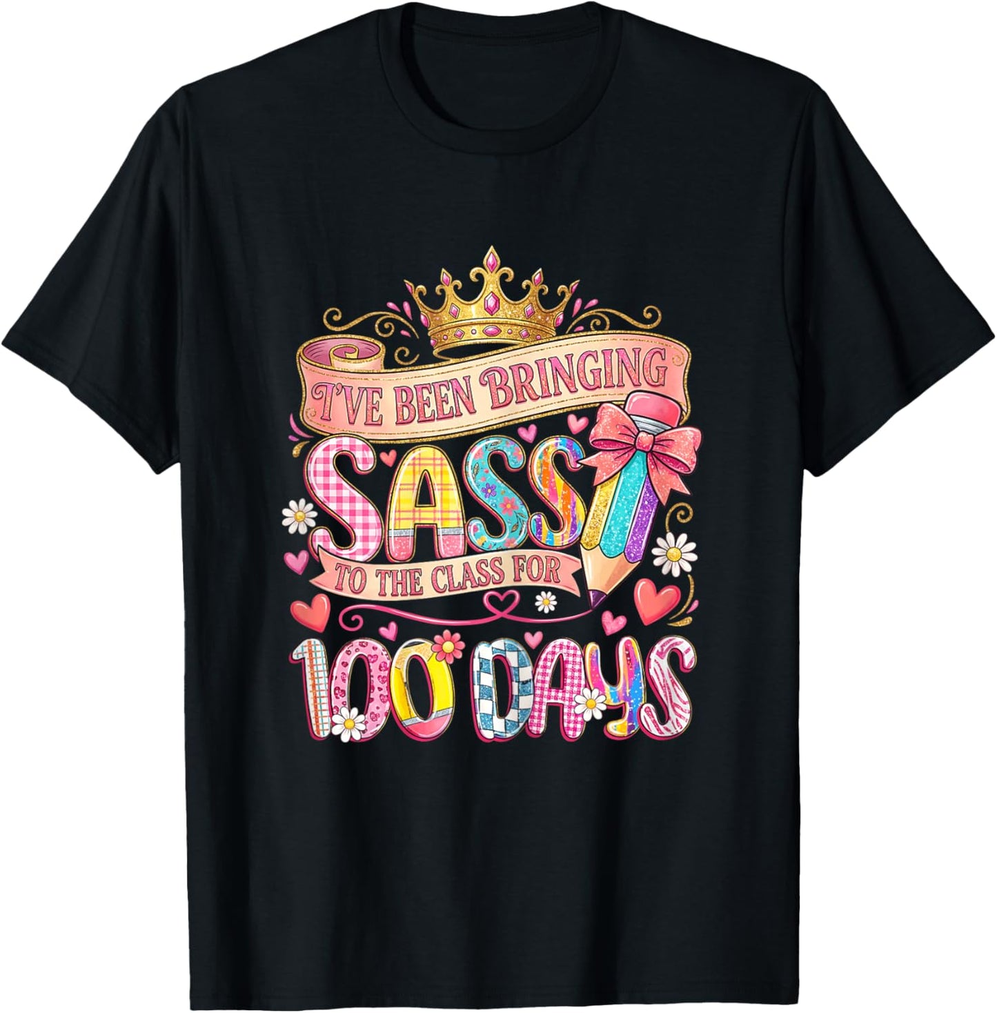 Bringing Sass to The Class 100 Days of School Girl T-Shirt - T-Shirt | Black