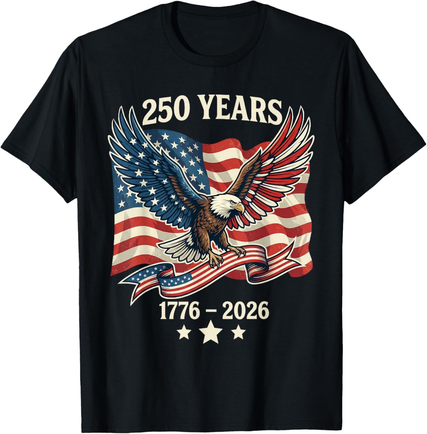 Vintage 250 Years American 1776-2026 250th Birthday USA T-Shirt - T-Shirt | Black