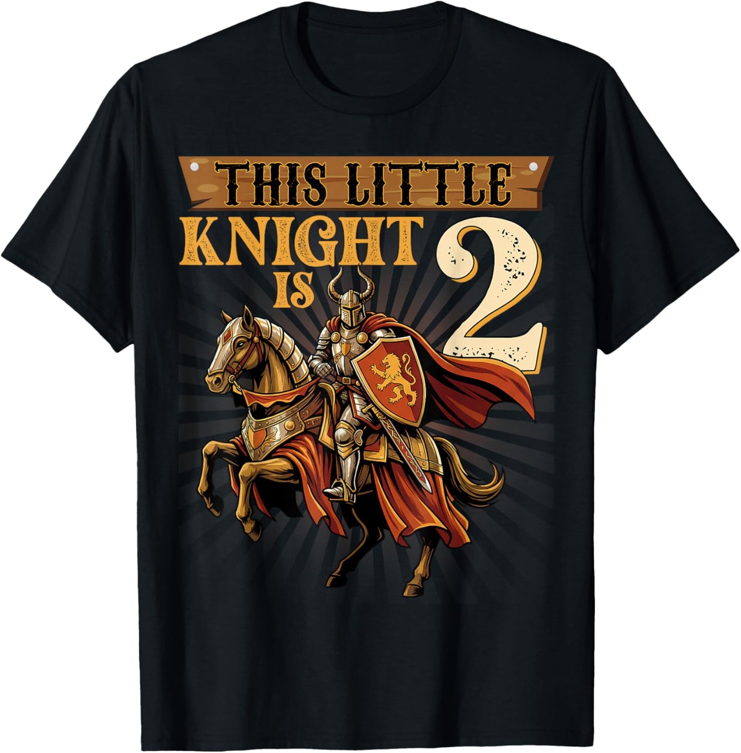 Knight Birthday 2 Years Old Boys 2nd Knight Birthday Party T-Shirt - T-Shirt | Black